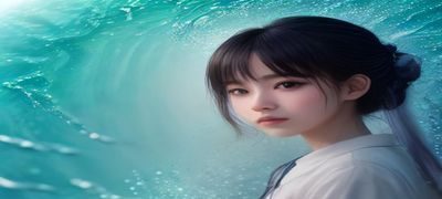两个人在咖啡厅隔桌对视，蓝色调暖光打在桌面上，气氛若即若离，象征迷情状态下的距离美与无法定义的关系